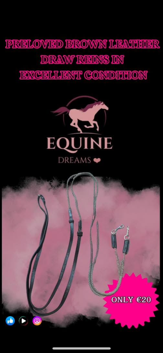 ✨ Preloved Brown Leather Draw Reins – Size Full ✨