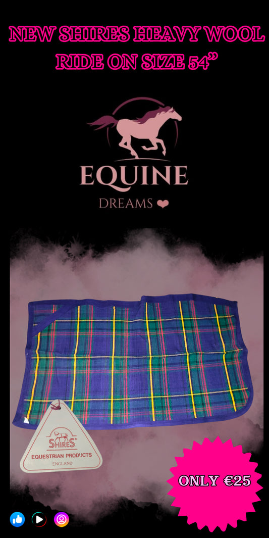 โจ New Shires Checkered Heavy Wool Ride-On Rug โ Size 54โ โจ