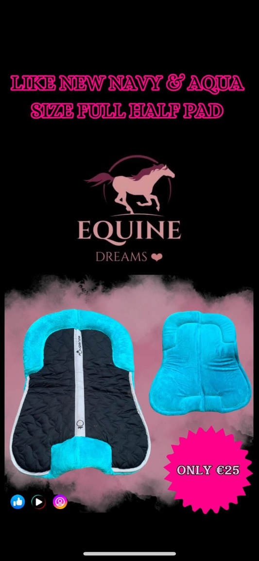 ✨ Like New Navy & Aqua Blue Thick Half Pad – Size Full ✨