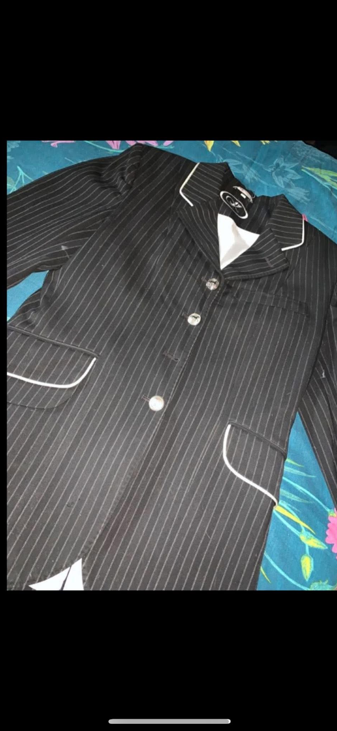 ๐คโจ Ladies Black Striped Show/Hunt Jacket with White Trim โ Size 36 โจ๐ค
