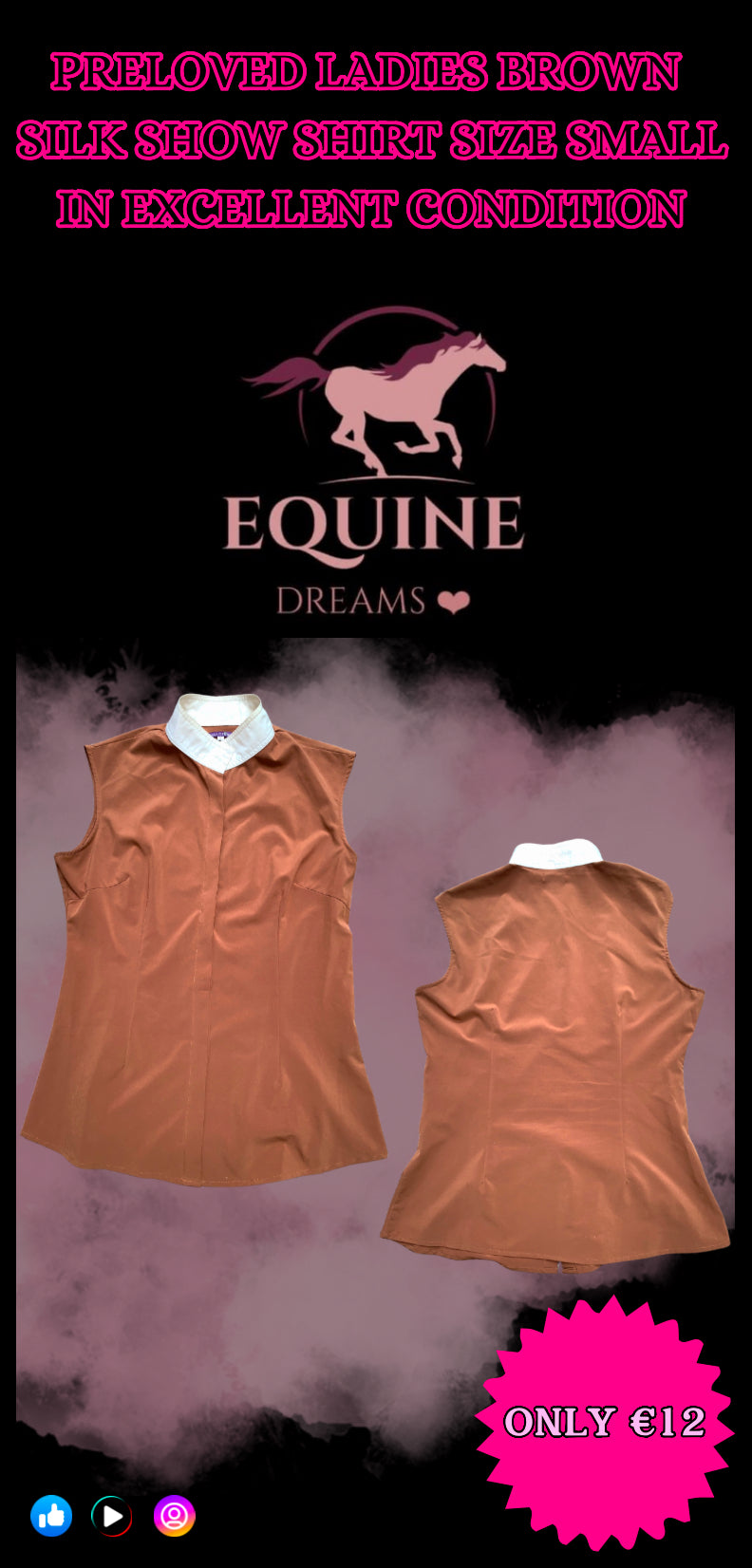 ✨ Set of 3 Matching Silk Show Shirts – Ladies Size Small ✨