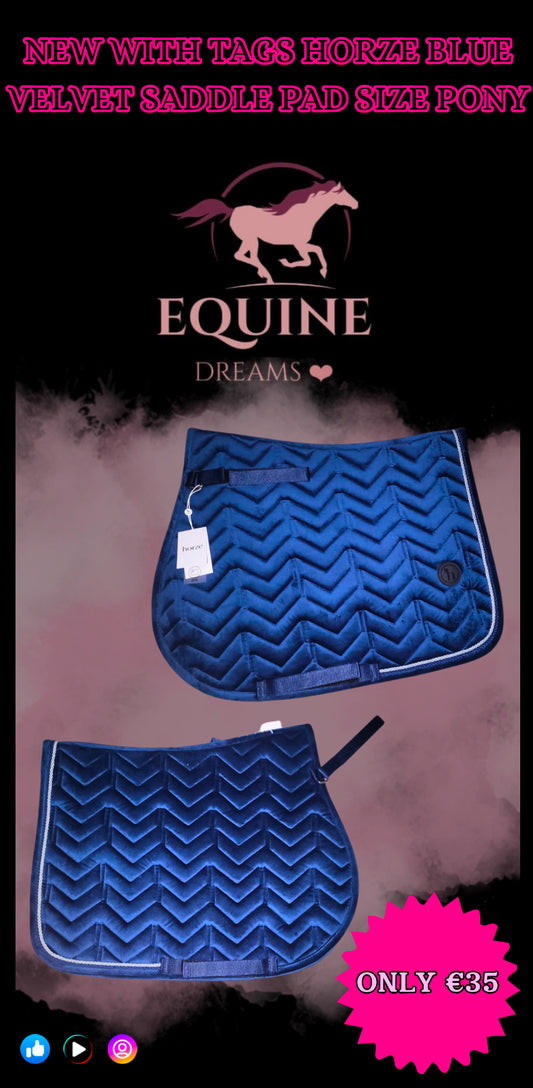 ✨ Brand New with Tags Horze Blue Velvet Saddle Pad – Size Pony ✨
