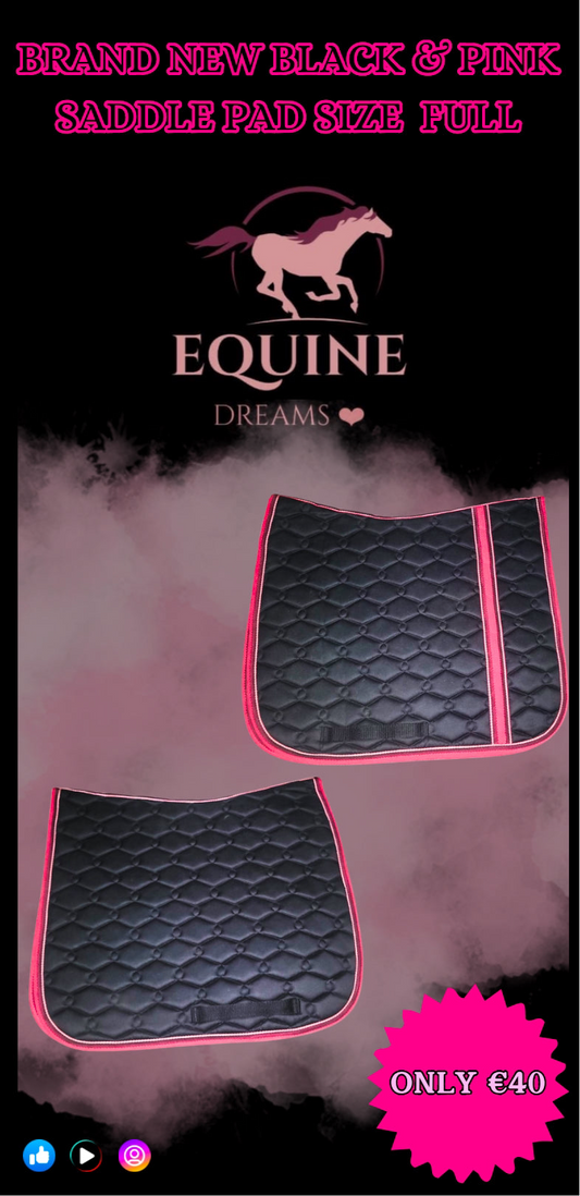 ✨ Stunning Black & Pink Saddle Pad – Size Full ✨