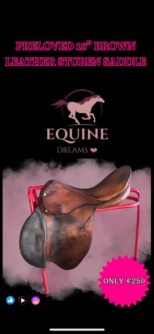 ๐ค๐ด Beautiful Stubben Brown Leather Saddle โ 18โ ๐ค๐ด
