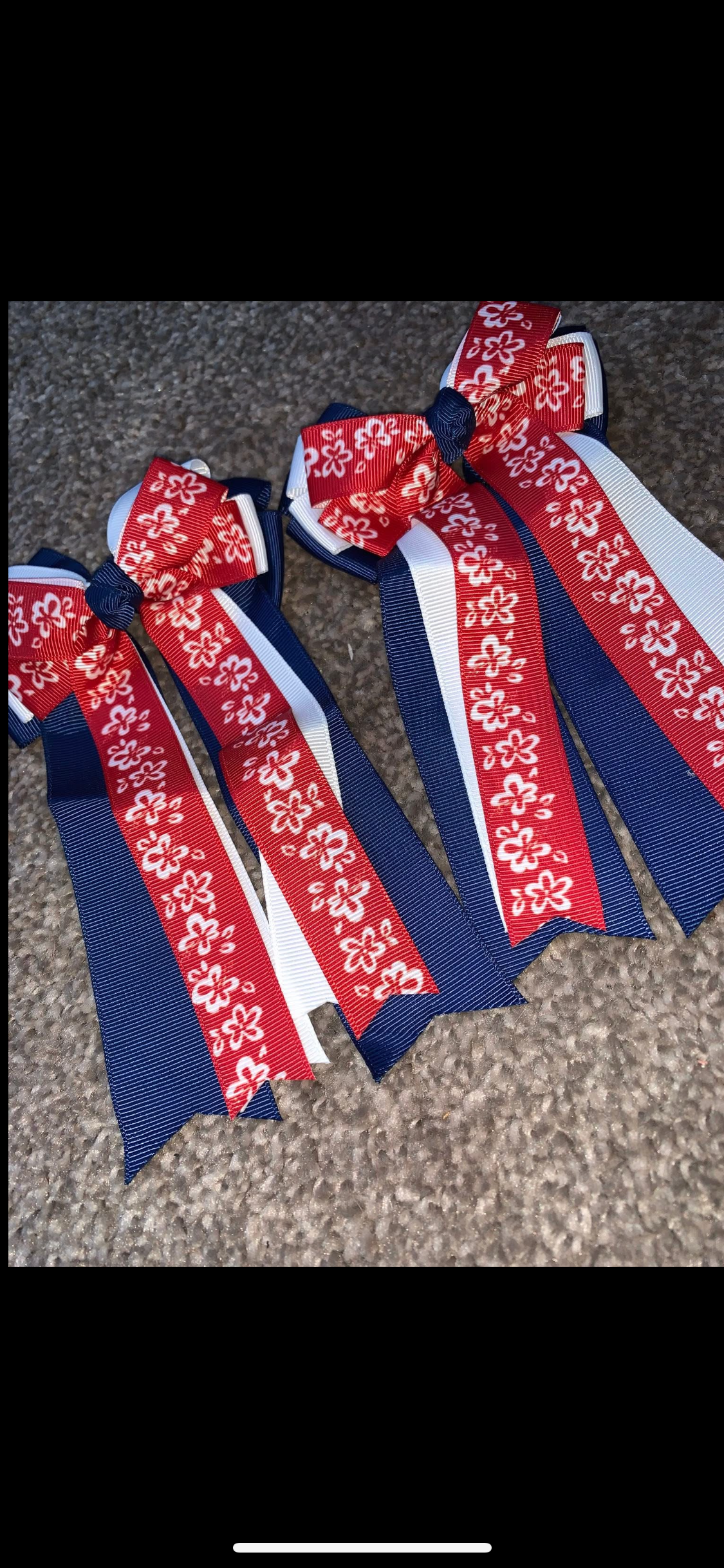 ๐ Brand New Navy, Red & White Hair Bow Clips ๐