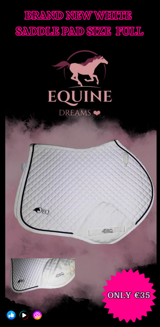 ✨ Brand New White Saddle Pad with Black Trim – Size Full ✨