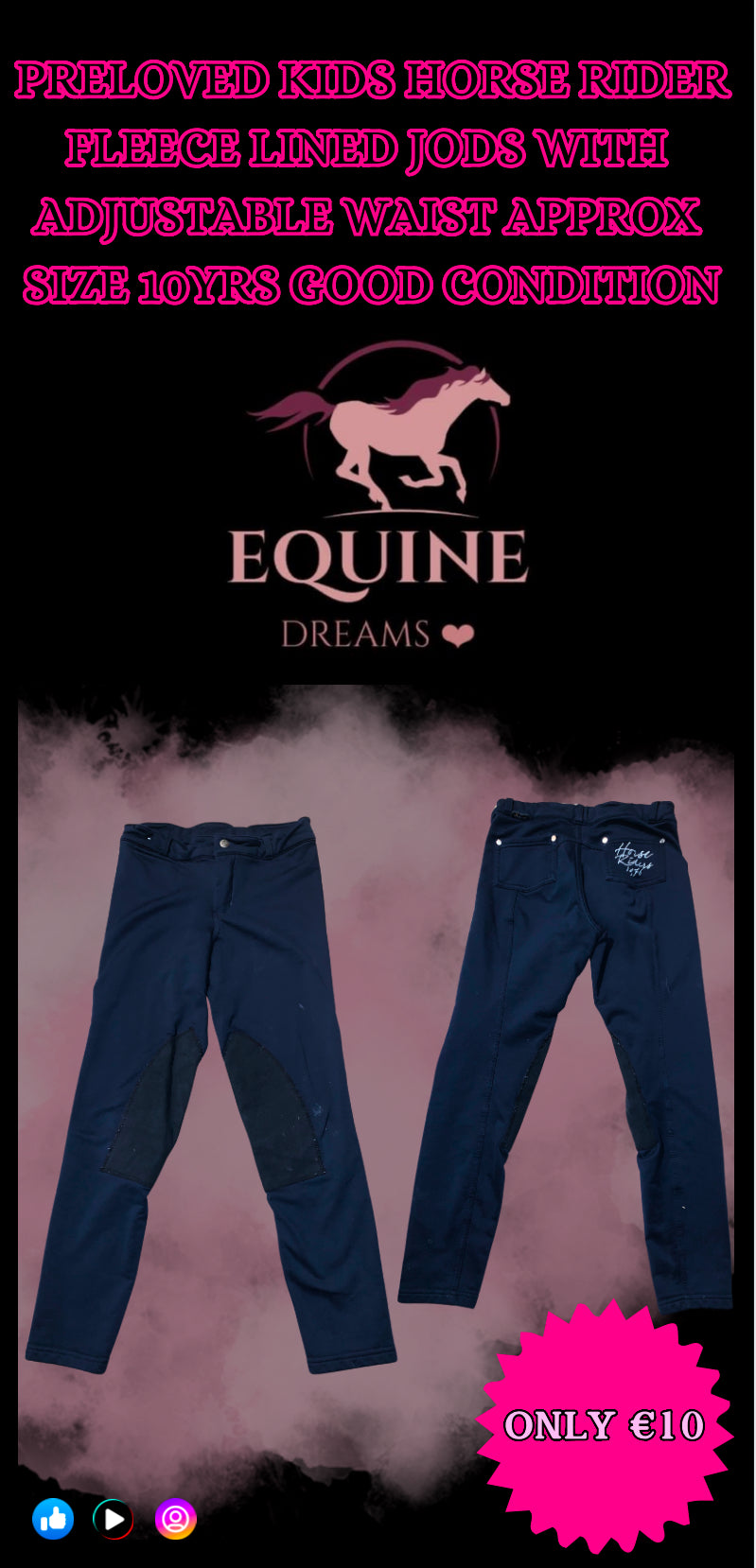 ✨ Preloved Kids Horse Rider Navy Jodhpurs – Approx. Size 10 Years ✨
