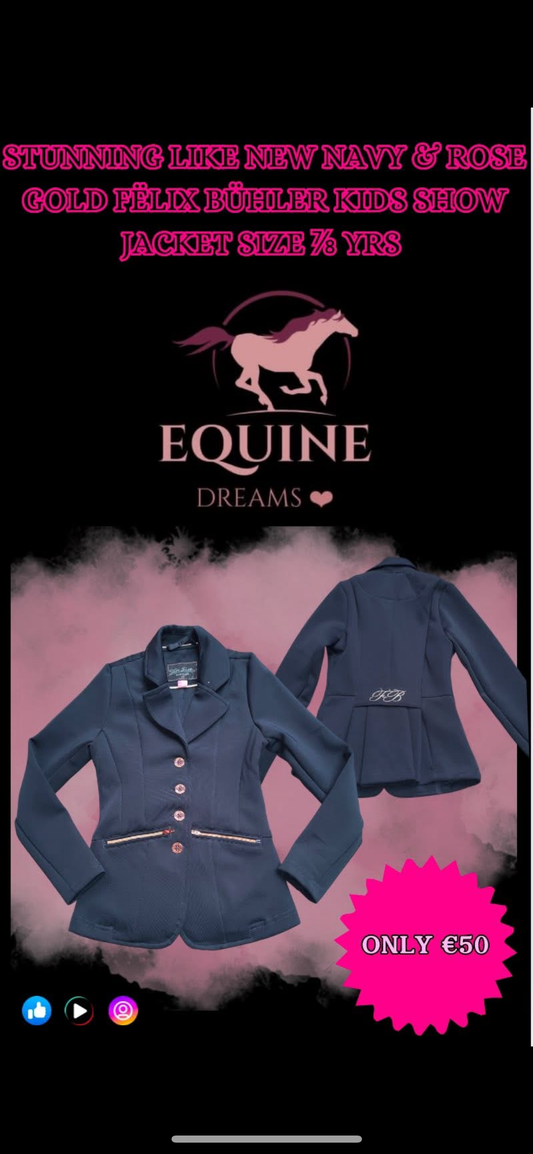 ๐โจ Stunning Like New Felix Bรผhler Kids Show Jacket โ Navy & Rose Gold โจ๐