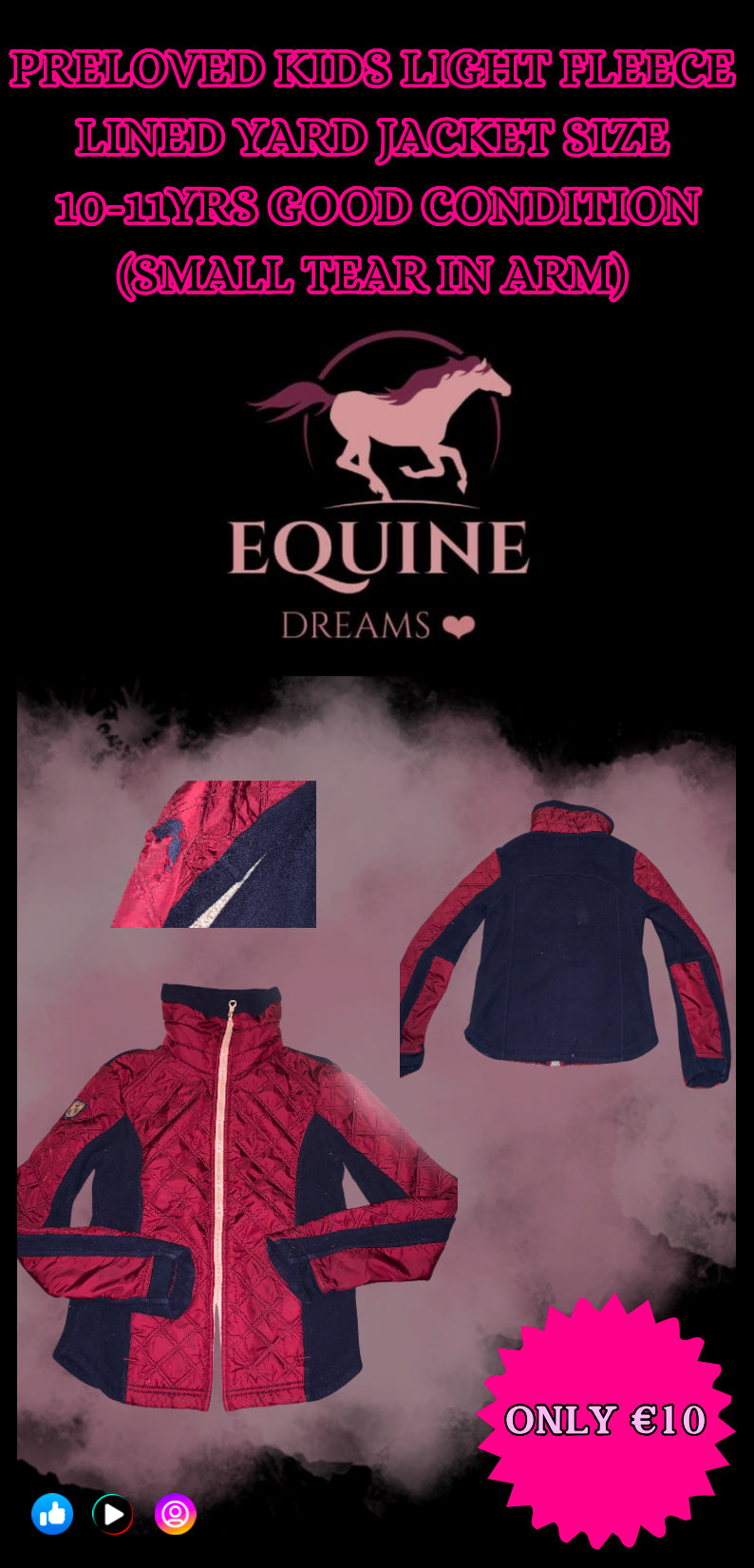 ✨ Preloved Light Fleece Lined Yard Jacket – Size 10-11 Years ✨