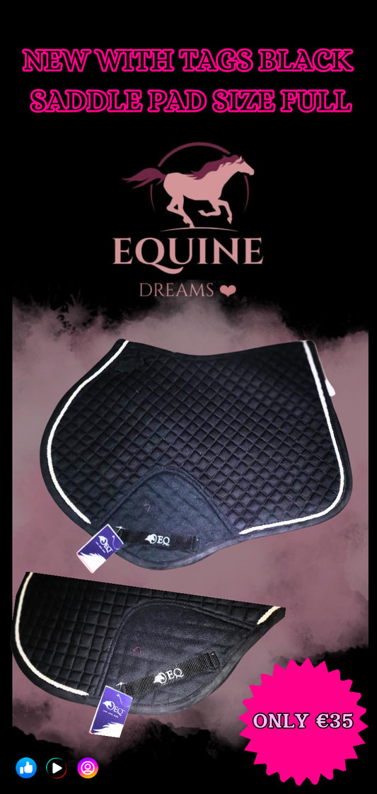 ✨ Brand New with Tags Black Saddle Pad with White Trim – Size Full ✨