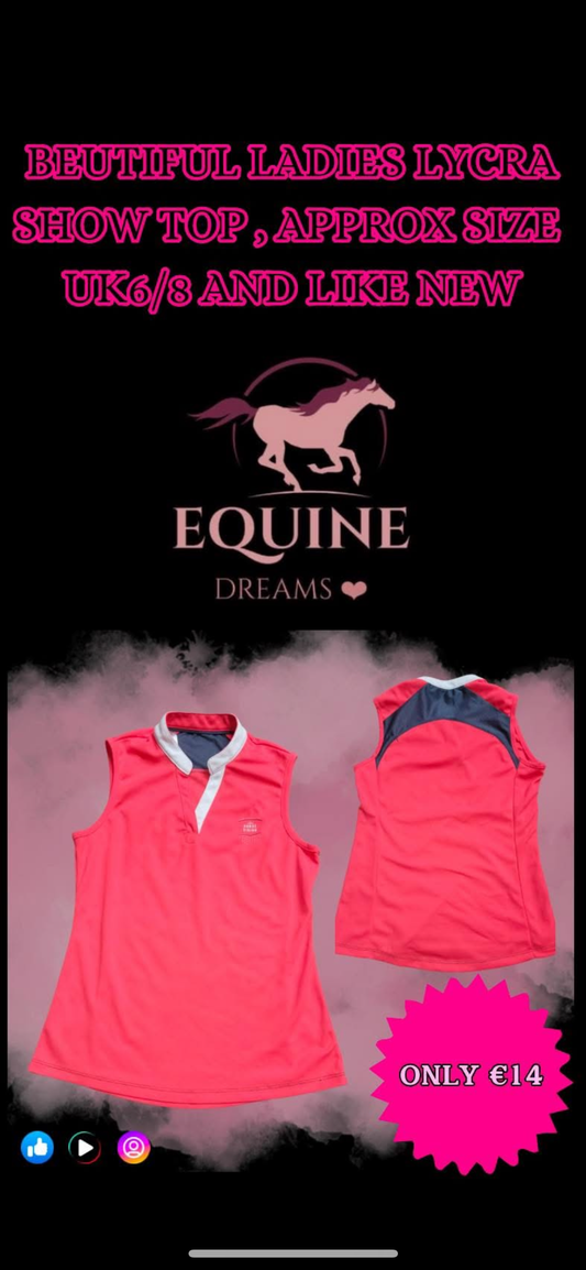 ✨ Beautiful Ladies Pink Lycra Show Top – Approx. Size UK 6/8 ✨
