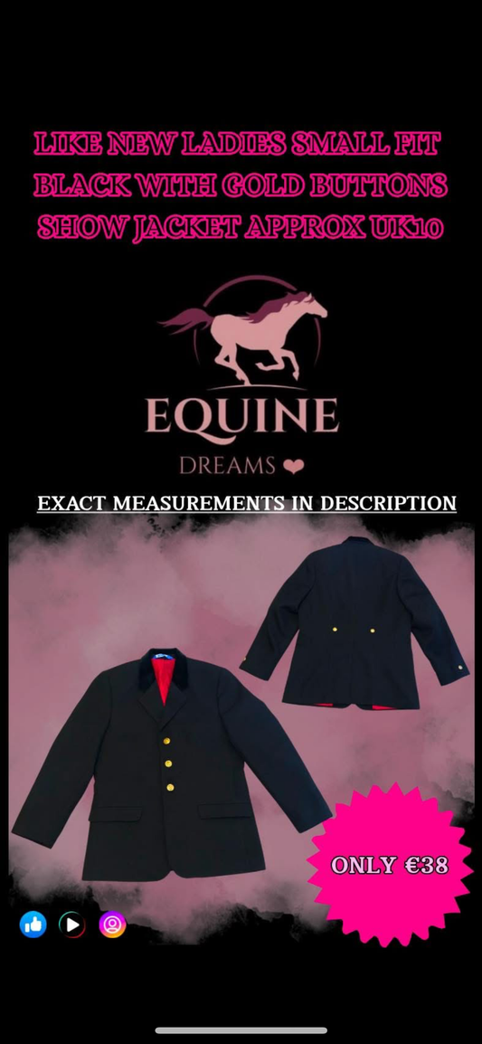 ✨ Beautiful Like New Ladies Black Show Jacket with Gold Buttons – Approx. Size UK 10 ✨