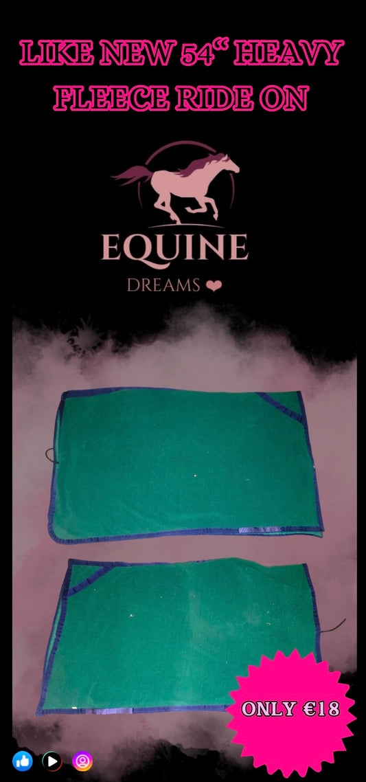 โจ Like New Green Heavy Fleece Cooler Ride-On Rug โ Size 54โ โจ