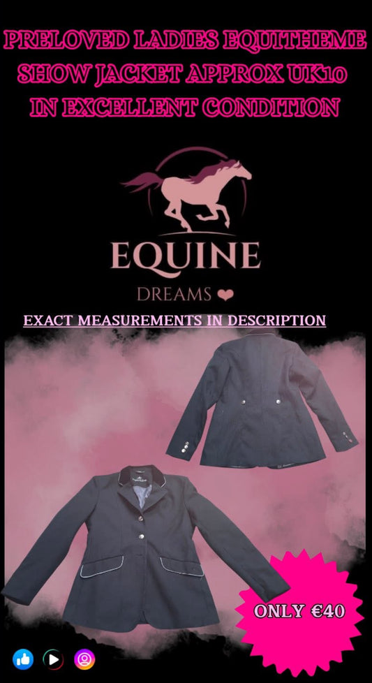 ๐ค Preloved Ladies Black EquiTheme Show Jacket โ Approx. UK10 ๐ค