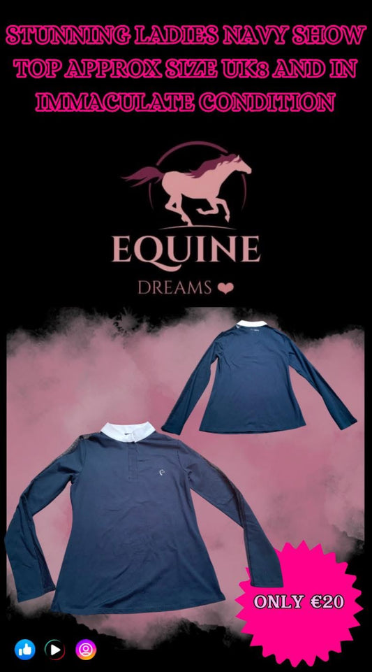 ๐โจ Stunning Ladies Navy EquiTheme Show Top โจ๐