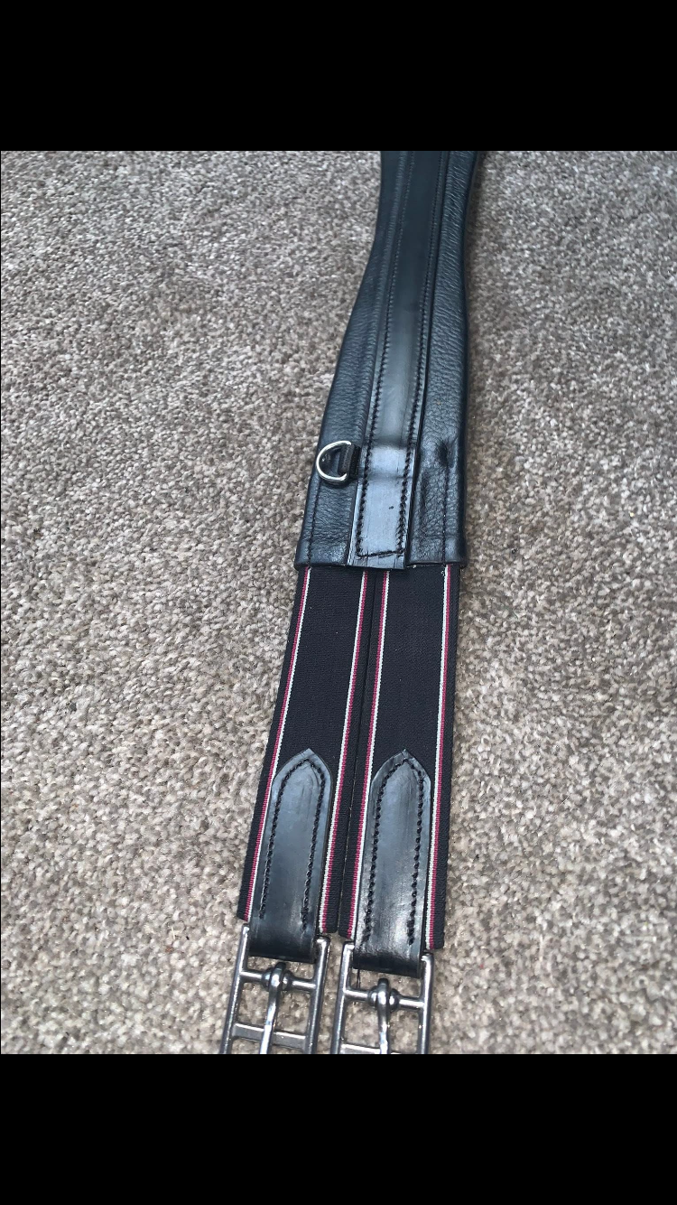 ๐ Brand New Black Double Elasticated Leather Girth โ Size 130cm ๐