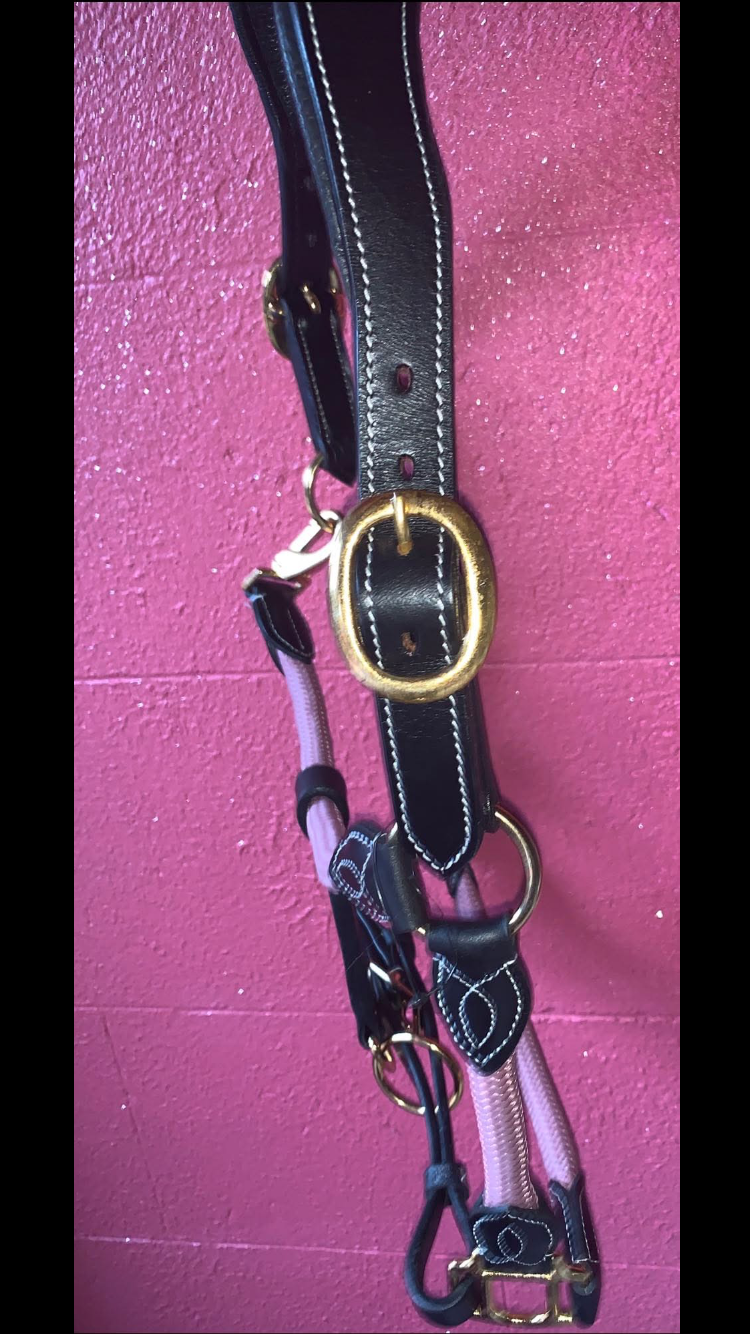 ๐ Stunning Brand New Baby Pink Leather & Nylon Headcollar & Leadrope Sets ๐