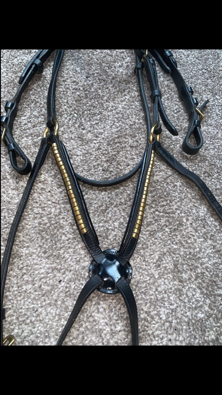 ๐ด Absolutely Stunning Black Grackle Leather Bridle โ Size Cob ๐ด
