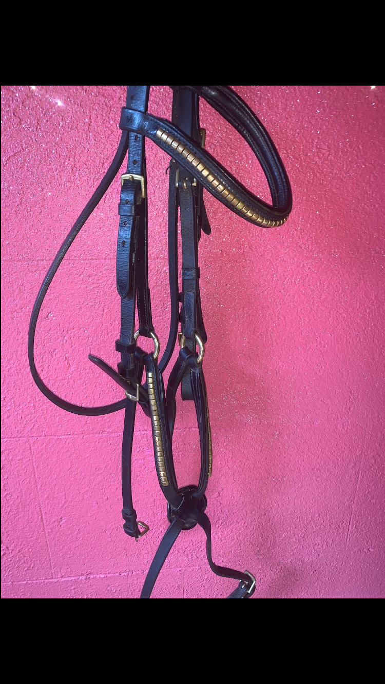 ๐ด Absolutely Stunning Black Grackle Leather Bridle โ Size Cob ๐ด