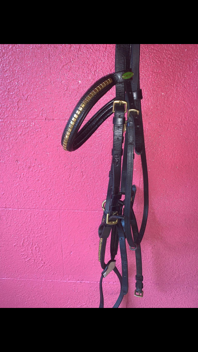 ๐ด Absolutely Stunning Black Grackle Leather Bridle โ Size Cob ๐ด
