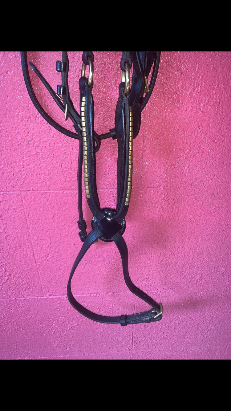 ๐ด Absolutely Stunning Black Grackle Leather Bridle โ Size Cob ๐ด