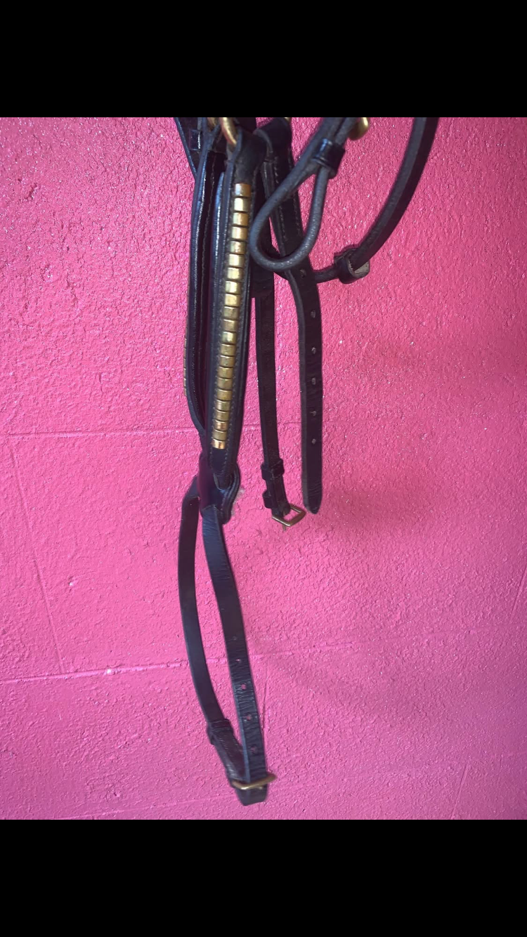 ๐ด Absolutely Stunning Black Grackle Leather Bridle โ Size Cob ๐ด