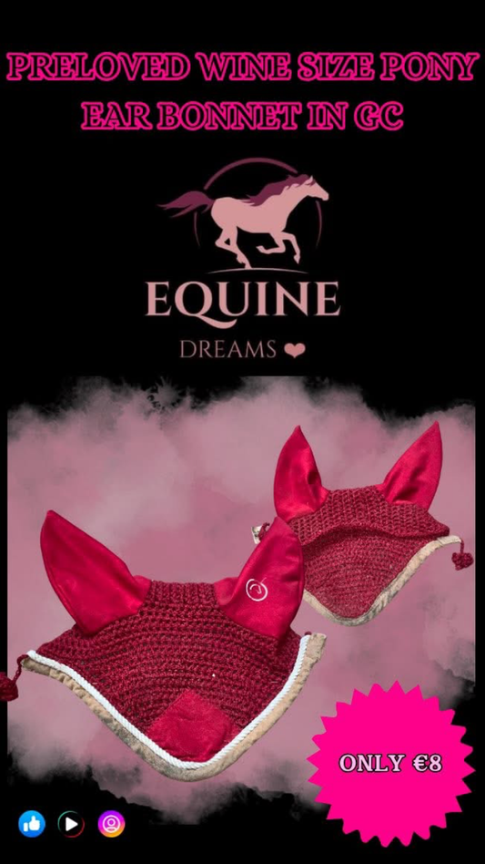 ๐ท Preloved Equitheme Wine Ear Bonnet โ Size Pony ๐ท