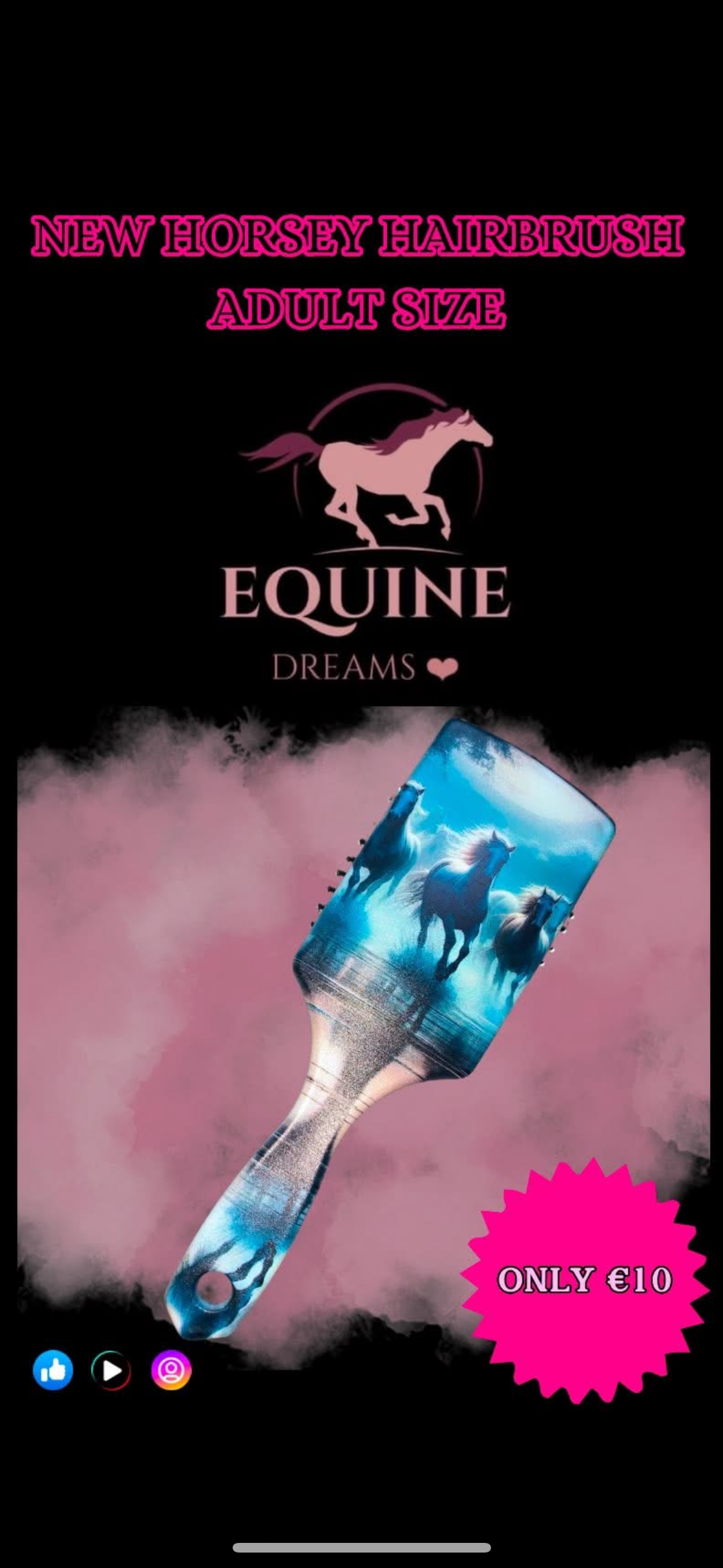 ๐ Brand New Horsey Hair Brush โ Adult Size ๐