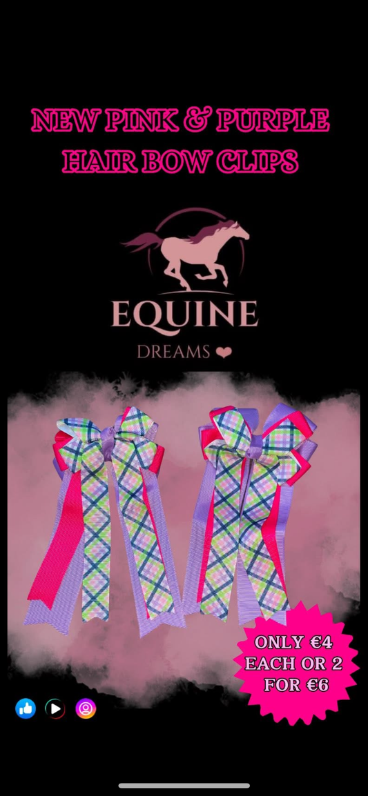 ๐ Brand New Pink & Purple Hair Bow Clips ๐