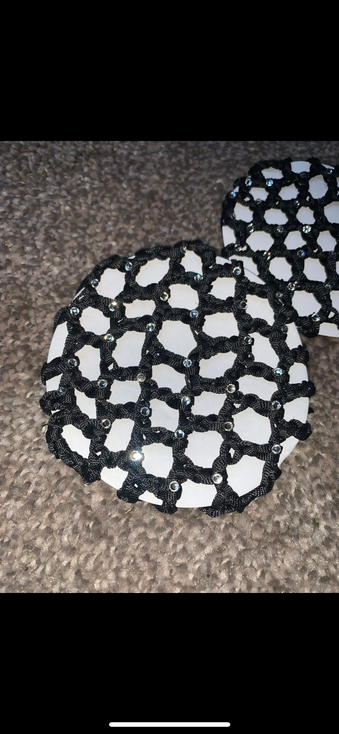 ๐ Brand New Black Hairnets with Rhinestone Design ๐