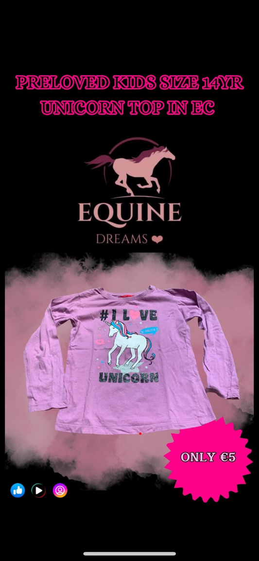 🦄 Preloved Kids Unicorn Top – Size 14yrs 🦄