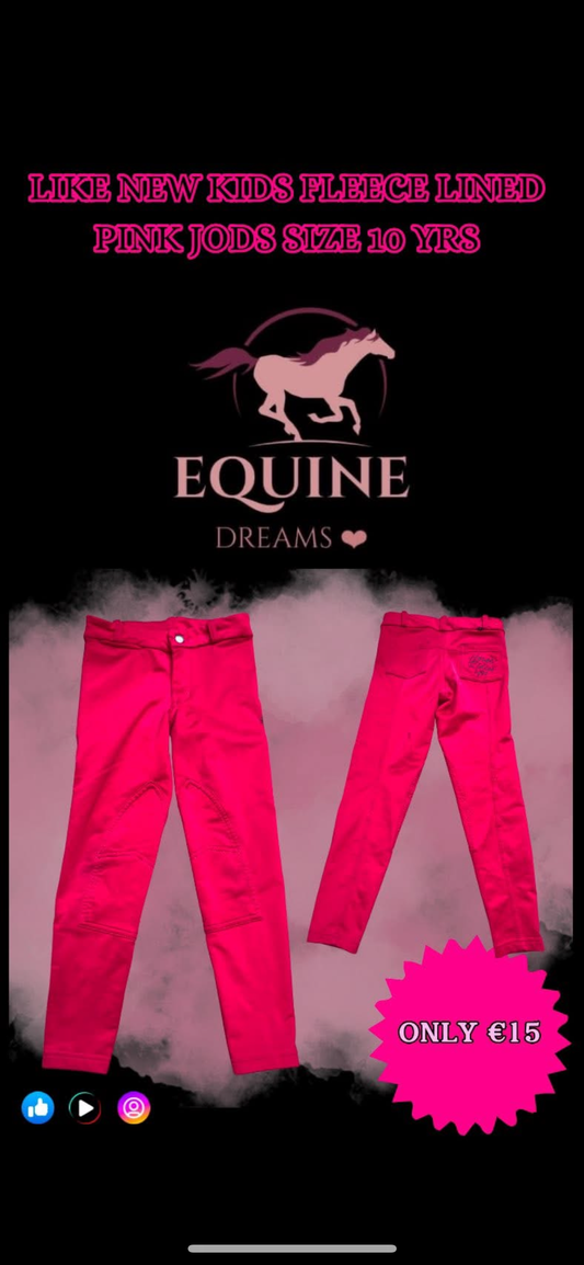 💖 Like New Kids Fleece-Lined Jods – 10yrs (Pink) 💖