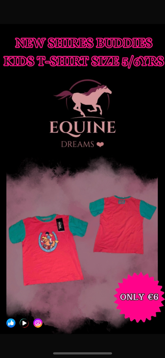 ✨ New Kids Pink Shires Buddies T-Shirt – Size 5/6yrs ✨