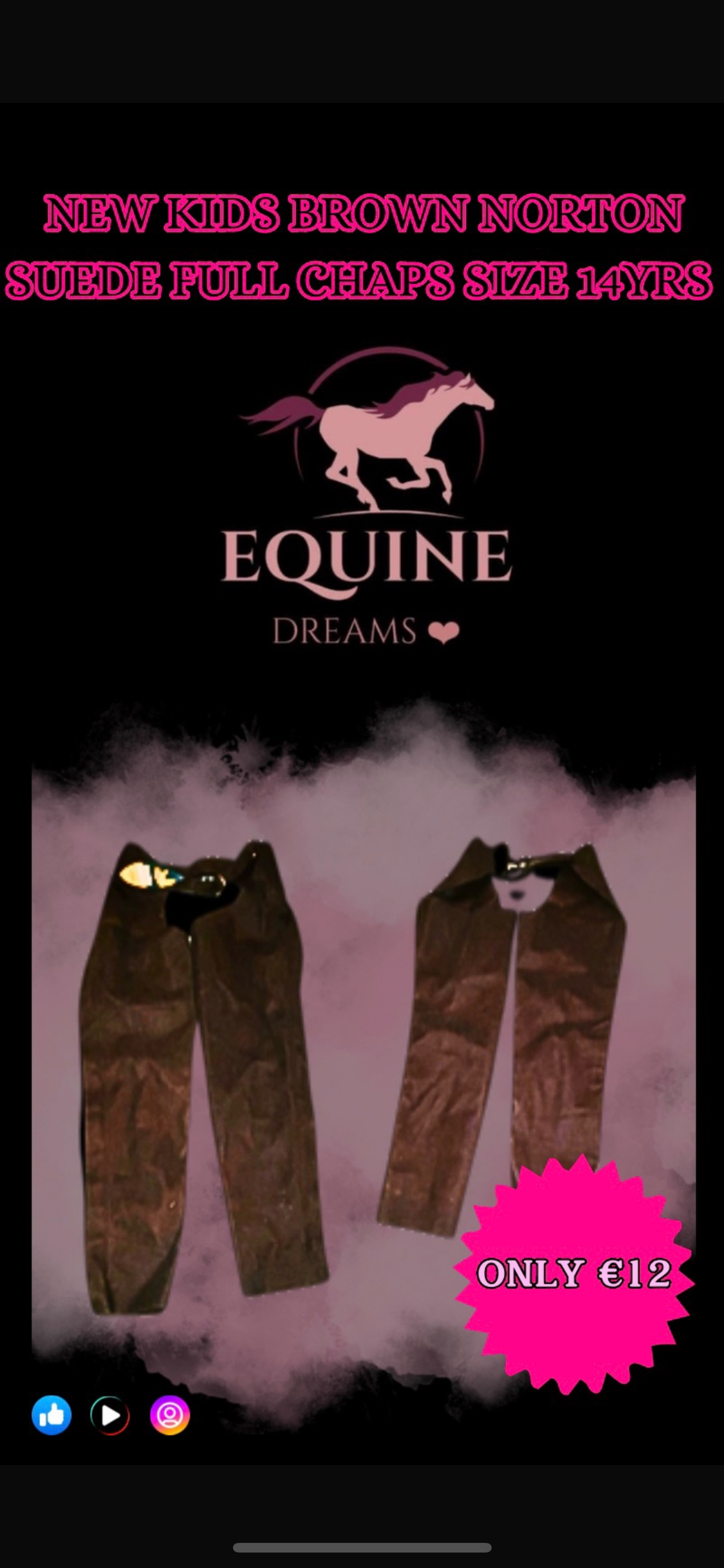 ๐ New Dark Brown Norton Full Chaps โ Size 14yrs