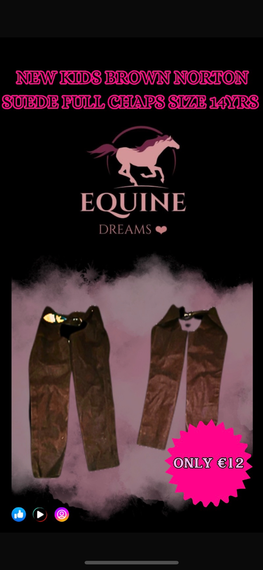 👖 New Dark Brown Norton Full Chaps – Size 14yrs