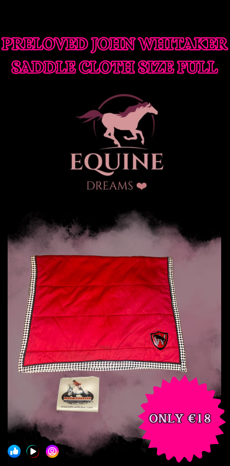 ✨ Stunning Rich Red John Whitaker Saddle Cloth ✨