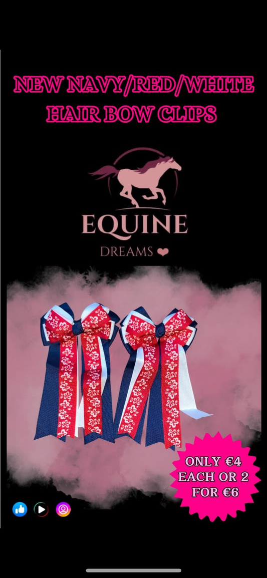 🎀 Brand New Navy, Red & White Hair Bow Clips 🎀