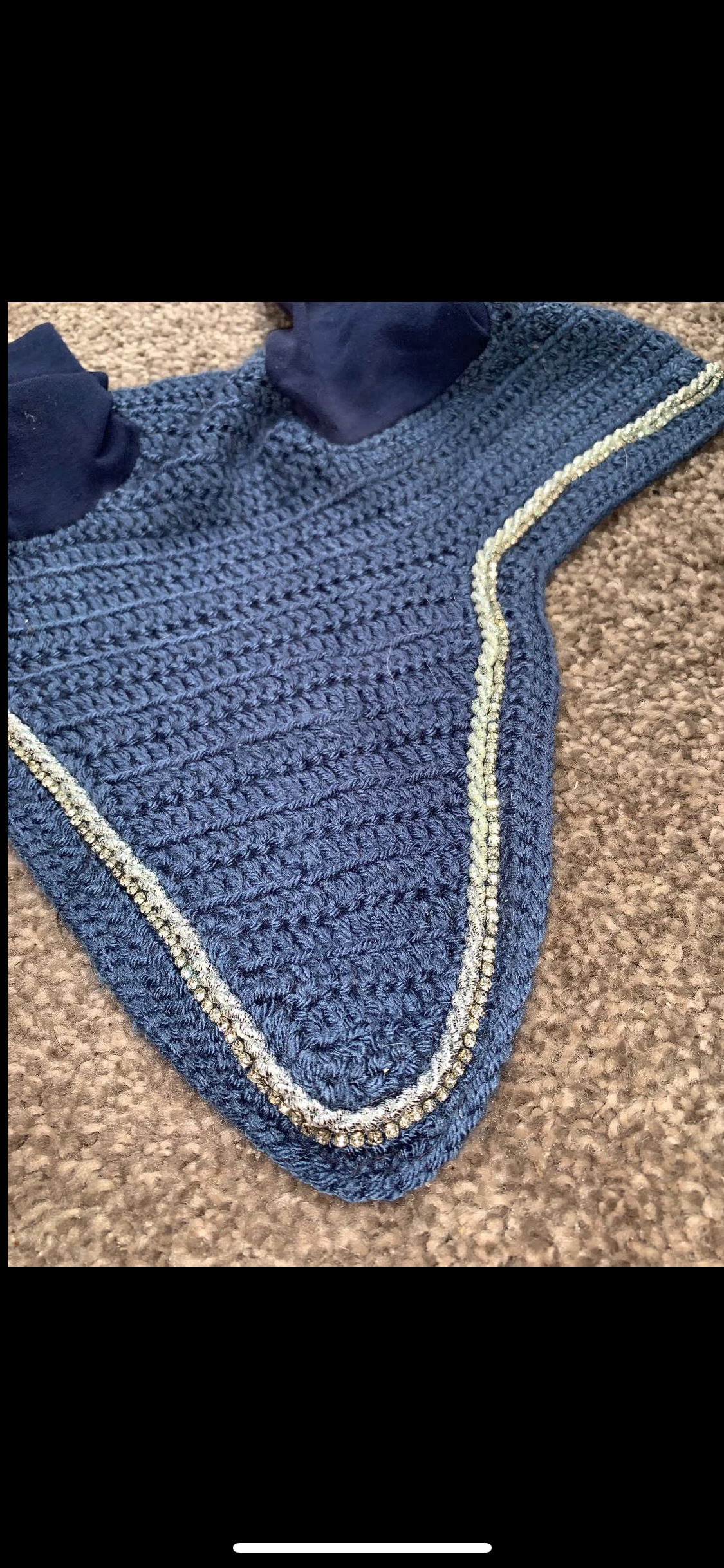 ✨ Beautiful Size Full Blue Ear Bonnet with Sparkle Trim ✨