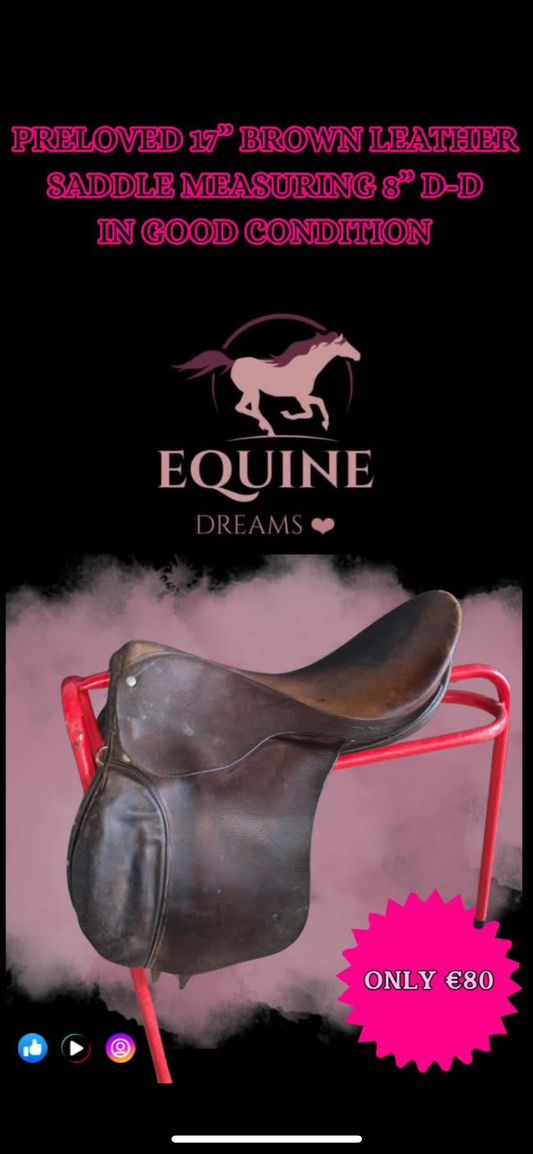 🤎🐴 Preloved Brown Leather Saddle – 17” 🐴🤎