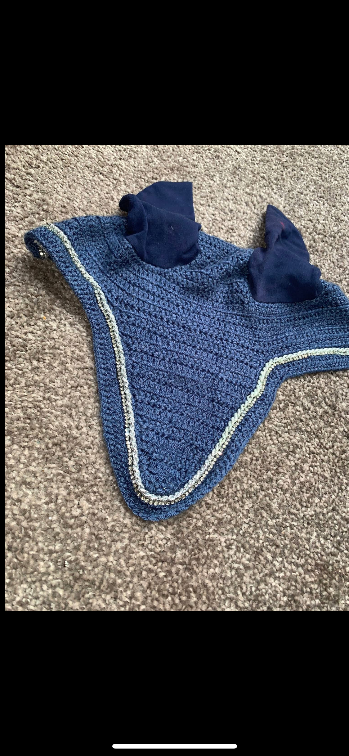 ✨ Beautiful Size Full Blue Ear Bonnet with Sparkle Trim ✨