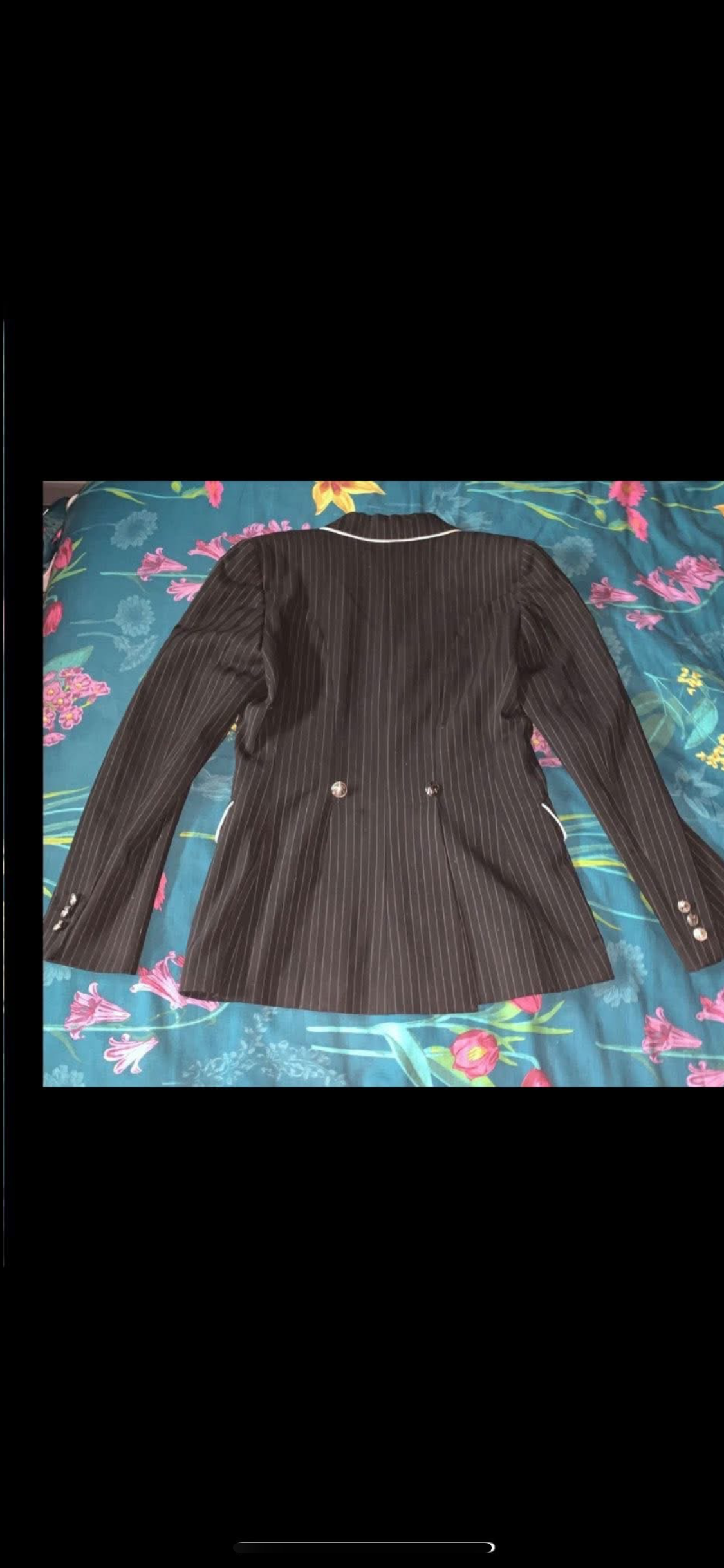 🖤✨ Ladies Black Striped Show/Hunt Jacket with White Trim – Size 36 ✨🖤