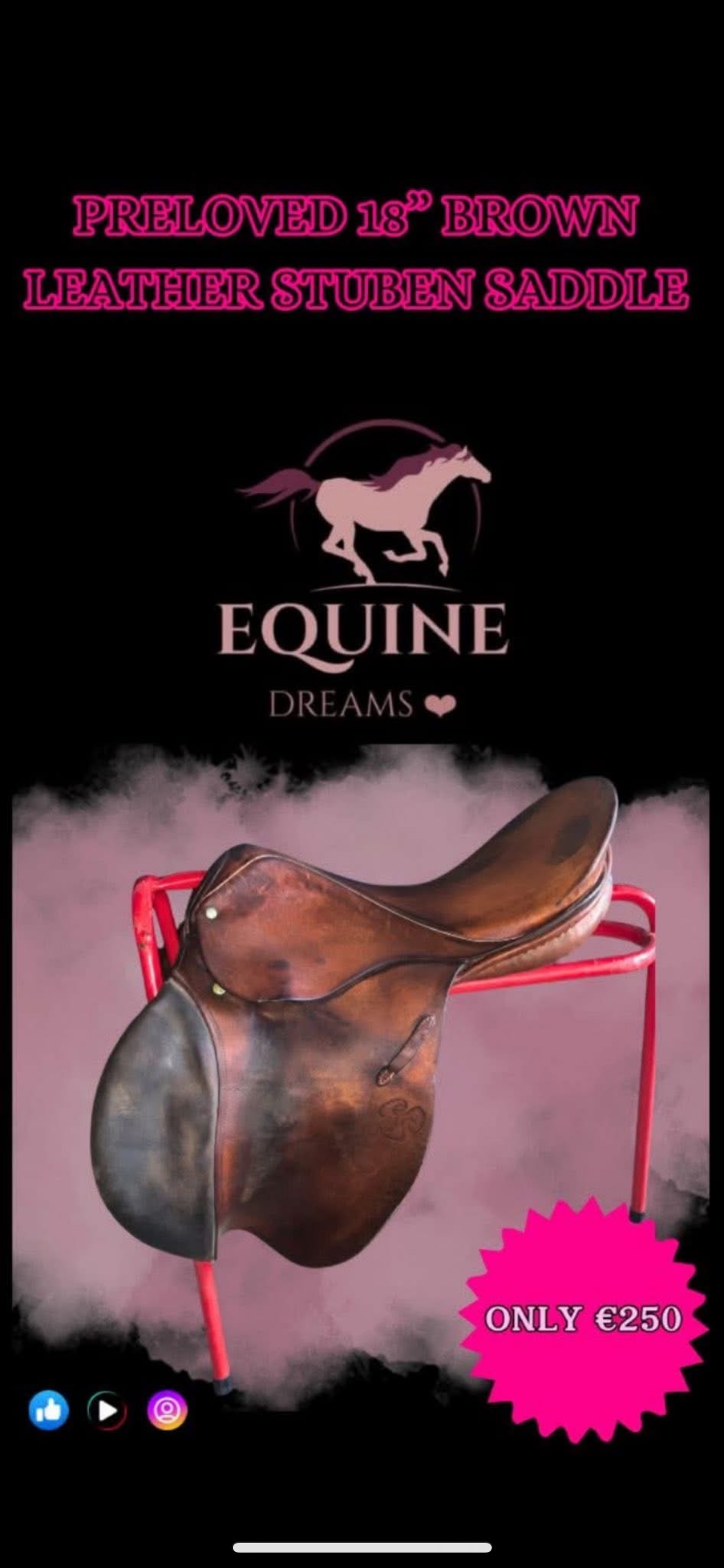 🤎🐴 Beautiful Stubben Brown Leather Saddle – 18” 🤎🐴