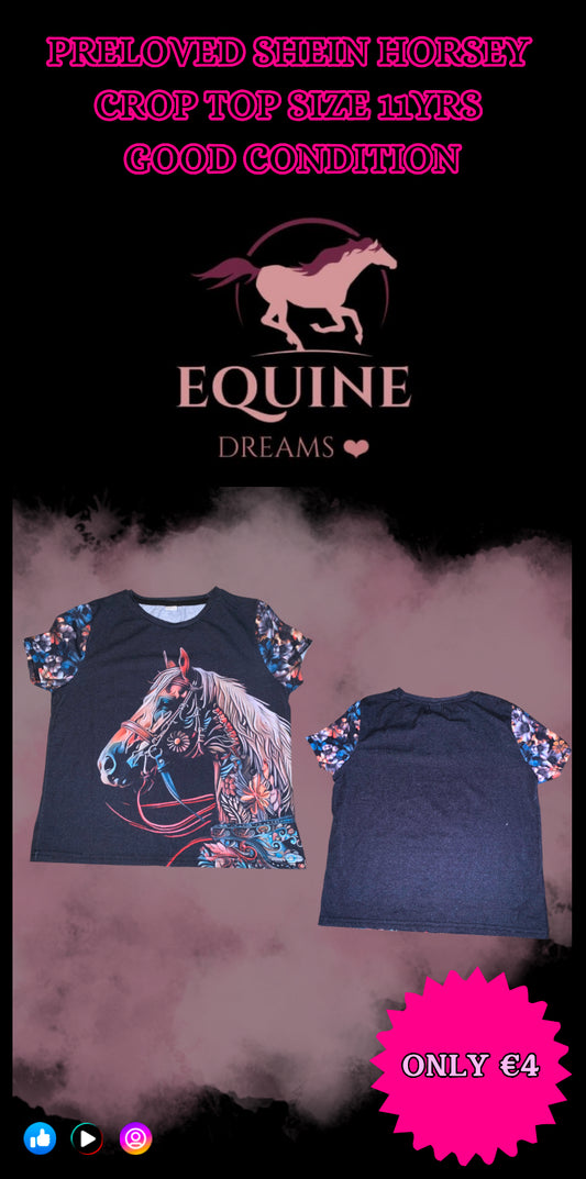 ✨ Preloved Shein Horsey Crop Top – Size 11 Years ✨