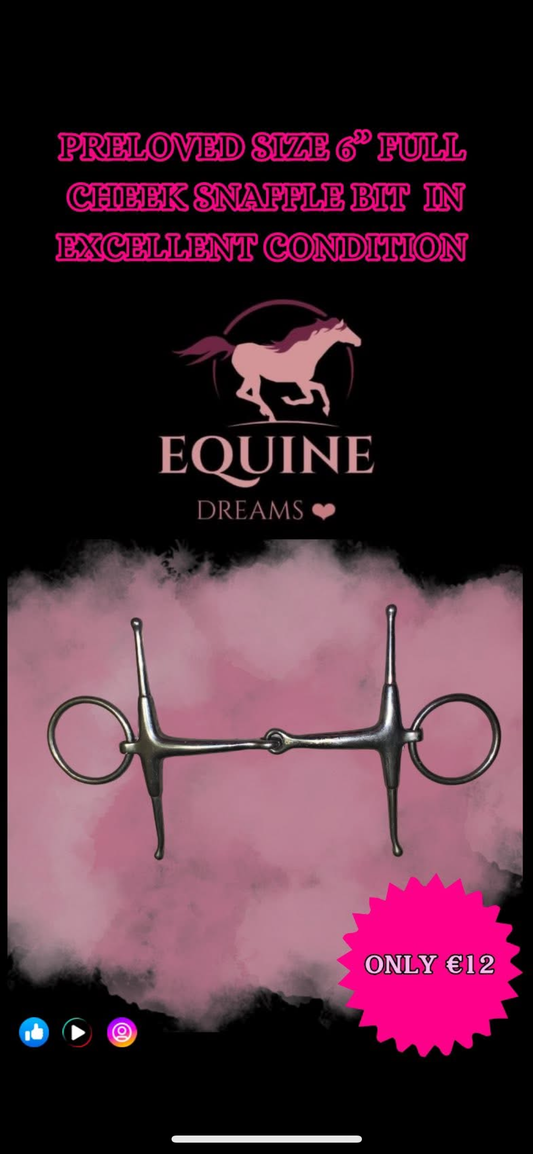 🍀 Preloved 6” Full Cheek Snaffle Bit 🍀