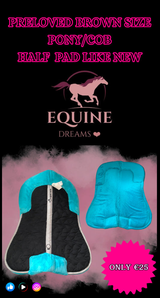 ✨ Like New Half Pad – Size Pony (Dark Navy & Aqua Blue) ✨