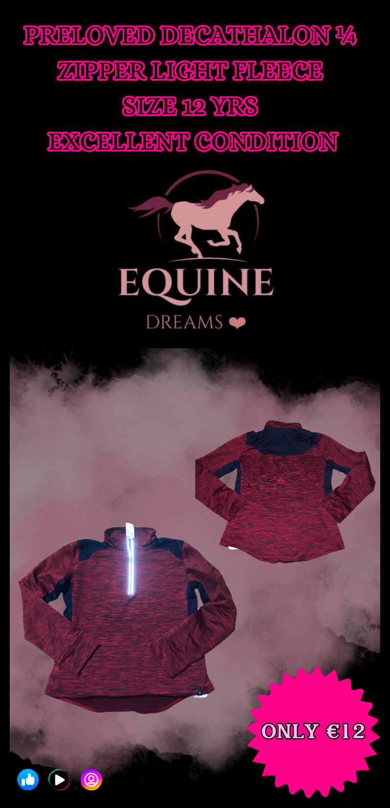 ✨ Preloved 1/4 Zip Light Fleece – Size 12 Years ✨