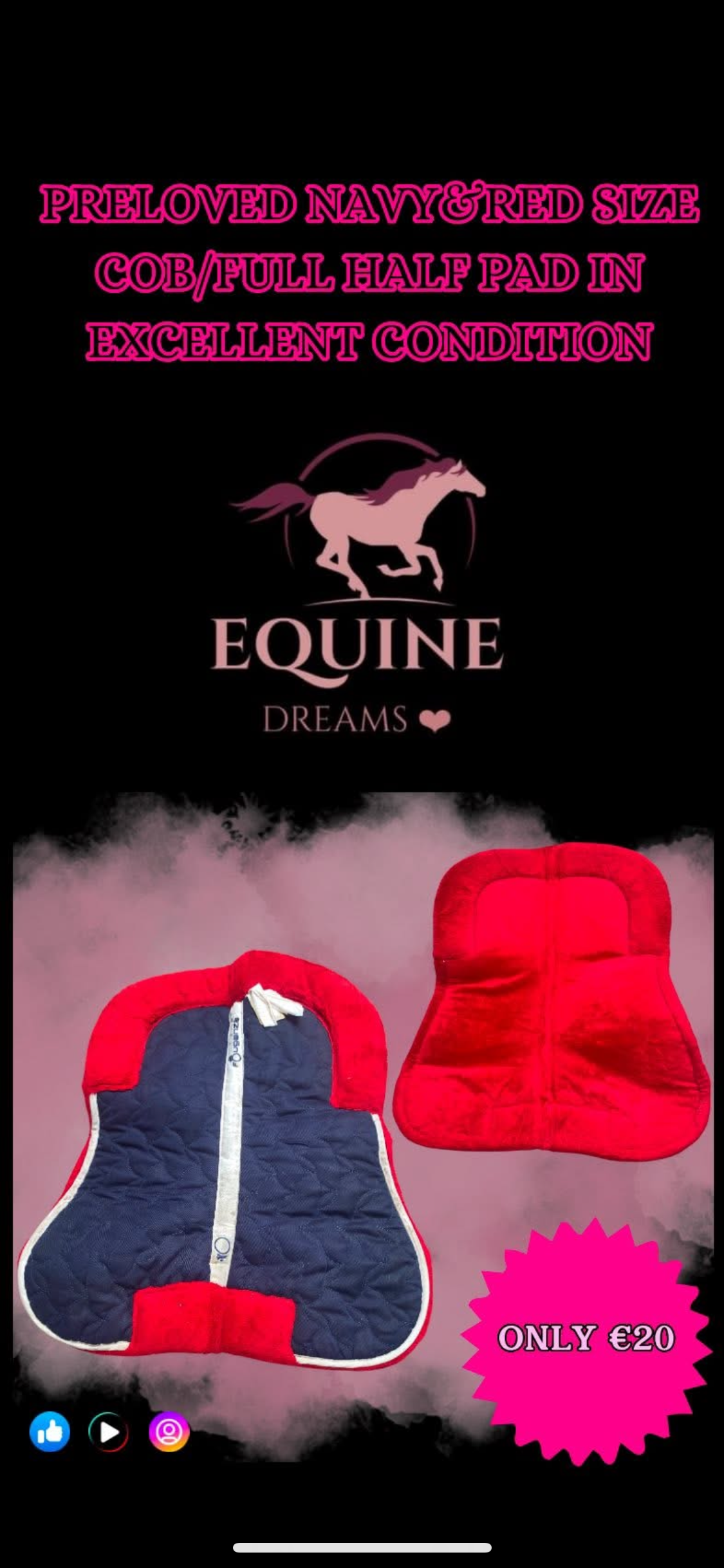 ✨ Preloved Navy & Red Half Pad – Size Cob/Full ✨