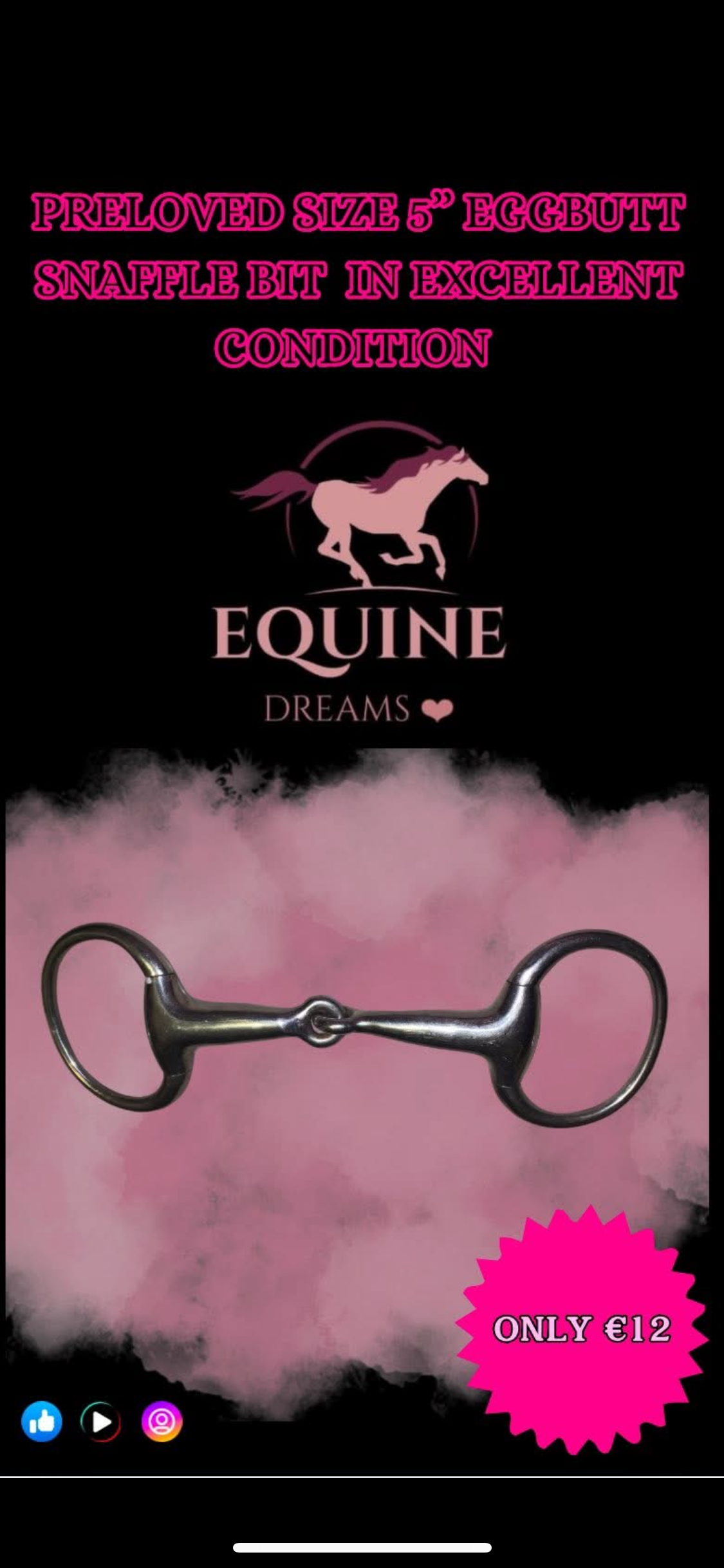 🐴 Preloved 5” Eggbutt Snaffle Bit 🐴