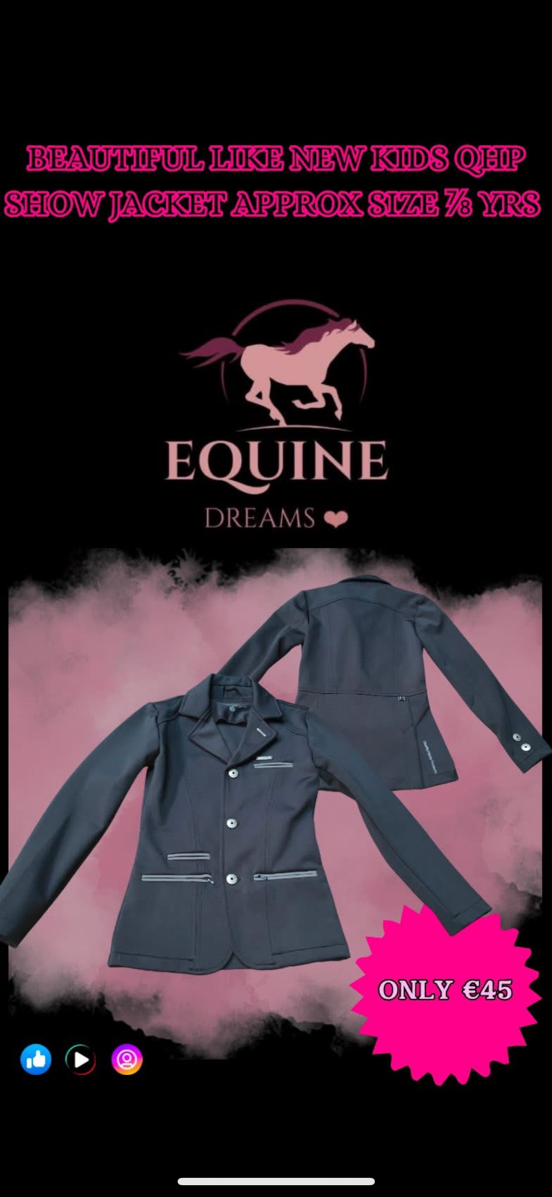 🖤✨ Like New Kids QHP Black Show Jacket – Approx. Size 7/8yrs ✨🖤