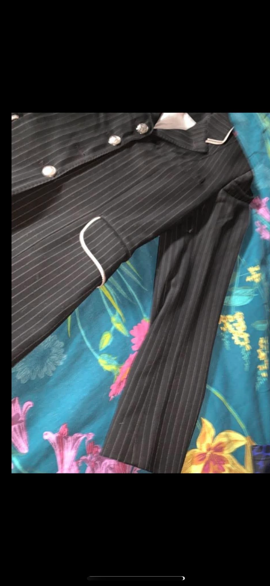 🖤✨ Ladies Black Striped Show/Hunt Jacket with White Trim – Size 36 ✨🖤